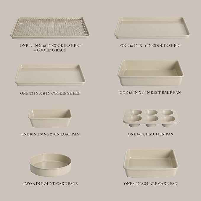 Martha Stewart Gallen 10 Piece Baking Pans Ceramic PFA Free Non Toxic Non Stick - Image 3