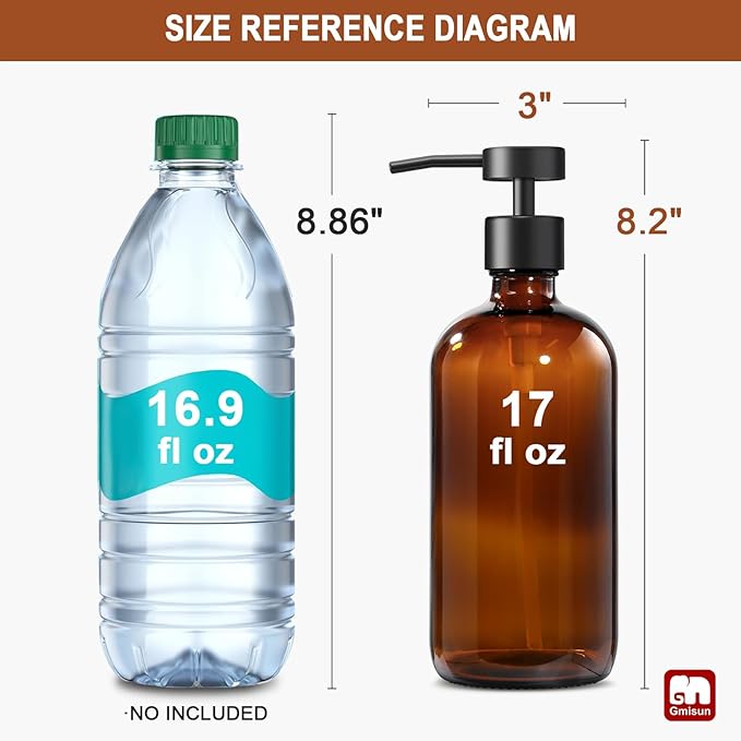 GMISUN Amber Glass Soap Dispenser, 6 Pack Bathroom Hand Soap Dispensers - Image 2