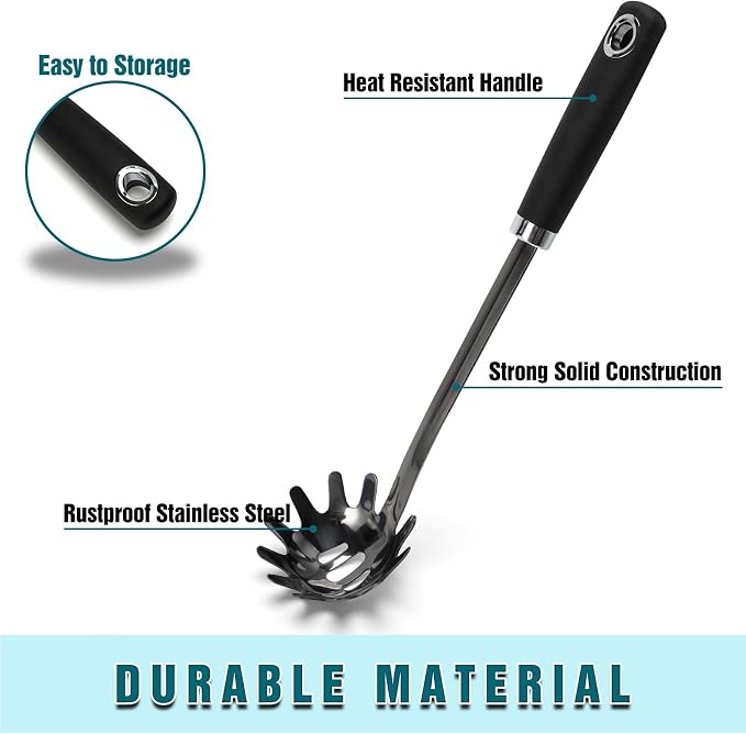 Stainless Steel Spaghetti Spoon, 13 Inch Pasta Server - Image 2