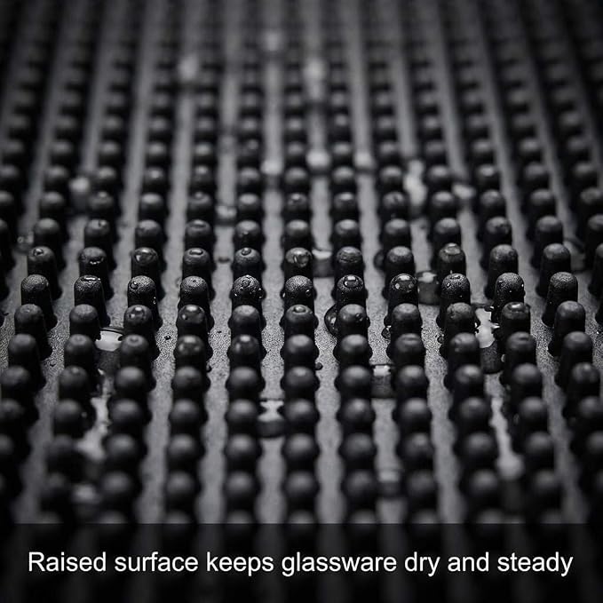 QWORK 12"x6" Black Rubber Bar Mat – 6 Pack Non-Slip Drainage Pad - Image 6