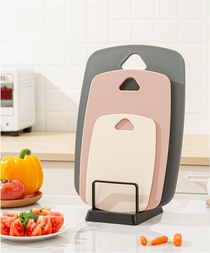 Cutting Boards for Kitchen, Plastic Cutting Board Set of 3, Thick Chopping - Image 2