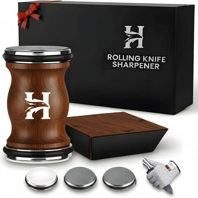 4 Angles High Carbon Stainless Steel Rolling Knife Sharpener by HIBWA