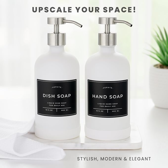 Hand and Dish Soap Dispenser for Kitchen and Bathroom, Stainless Steel Pumps - Image 3