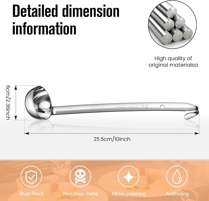 Cunhill 5 Pcs Soup Ladles Stainless Steel Serving Ladles - Image 2