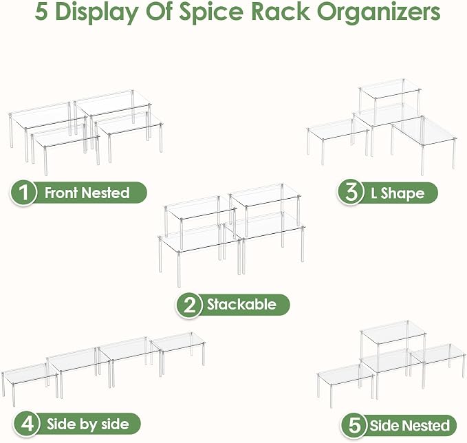Delamu Clear Kitchen Cabinet Organizer, Stackable Cabinet Shelf - Image 4