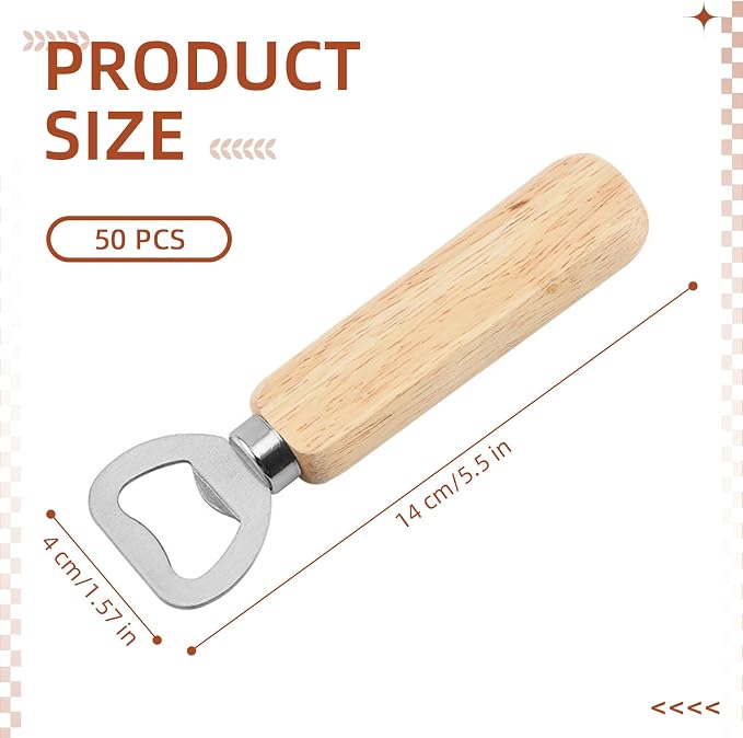 50 Pcs Wooden Bottle Opener Bulk Wooden Beer Opener Engravable DIY Bottle Opener - Image 2