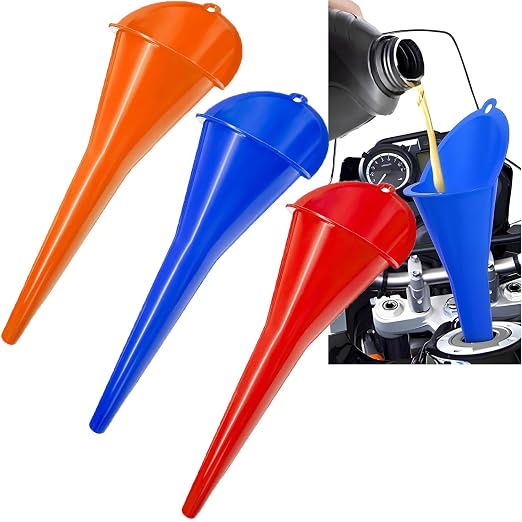 3-Pack Long-Neck Oil Funnels, Gas & Transmission Fluid by Cartisen
