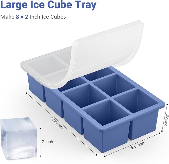 Large Ice Cube Trays for Whiskey: GGOW Big Silicone Ice Cube Trays 2Inch- Huge - Image 4
