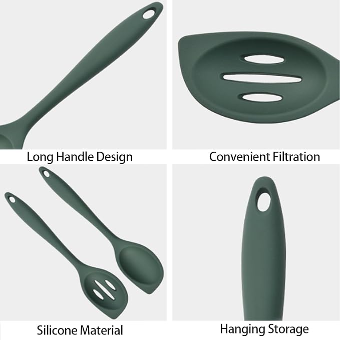 2-Pieces Silicone Cooking Spoon Spatula, Large Serving Spoons - Image 6