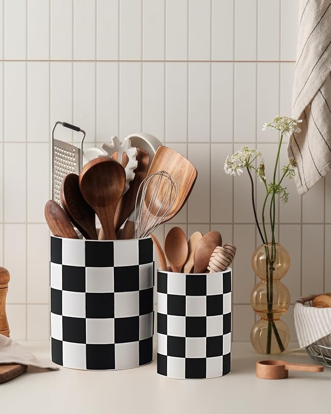 Checkered Kitchen Utensil Holder - Image 4