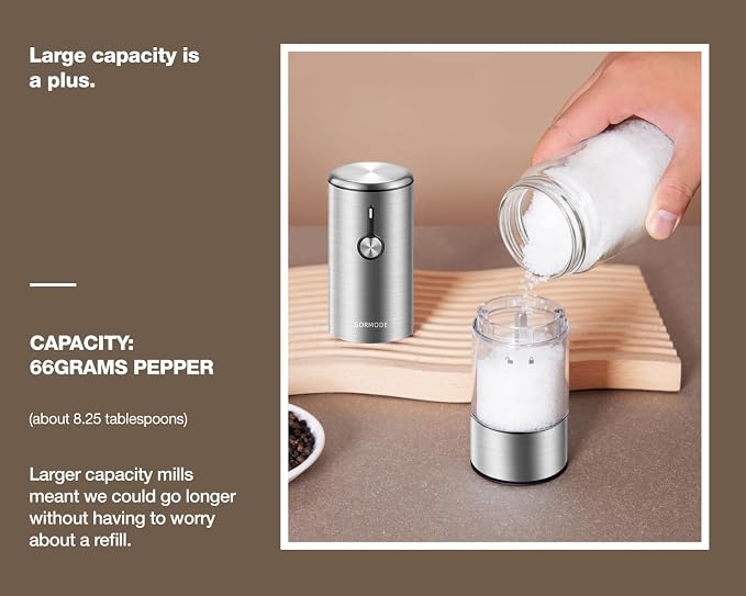 Electric Salt and Pepper Grinder Set, USB Rechargeable Automatic Pepper Mill - Image 4