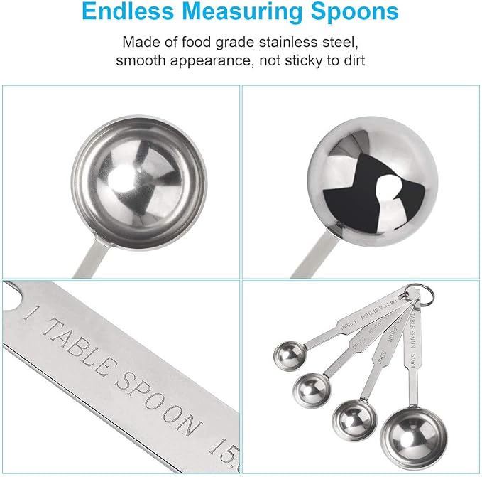 5PCS OstWony Measuring Spoons Set, Includes 1/8 tsp, 1/4 tsp, 1/2 tsp, 1 tsp - Image 3