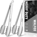 Walfos tongs for cooking, All Metal Kitchen Tongs 600℉ Heat Resistant, Heavy by Walfos