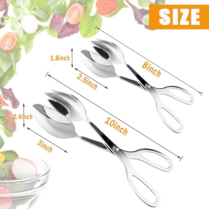 2 PACK Buffet Tongs, Stainless Steel Salad Tongs, Serving Tongs - Image 4