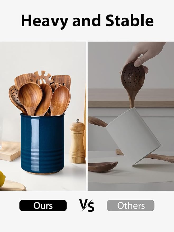 ABRUTY Utensil Holder, 6.7" Ceramic Kitchen Utensil Crock - Image 5