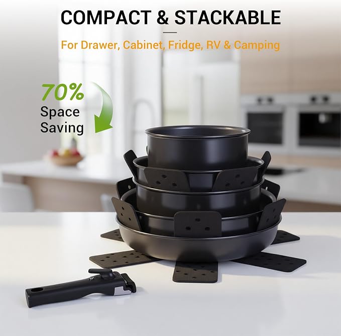 Ammeloo 18-Piece Ceramic Pots and Pans Set Non Stick, Non Toxic Cookware Set - Image 4