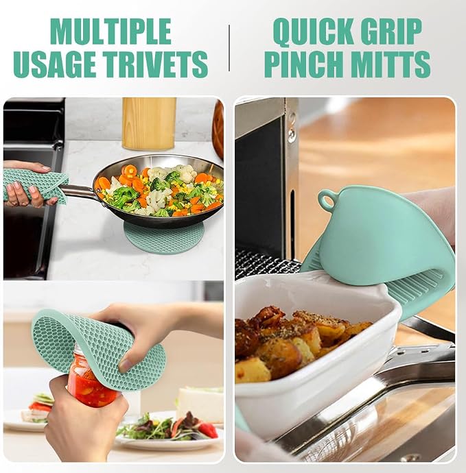Rorecay 6pcs Oven Mitts and Pot Holders Sets Heat Resistant 500 Degrees - Image 3