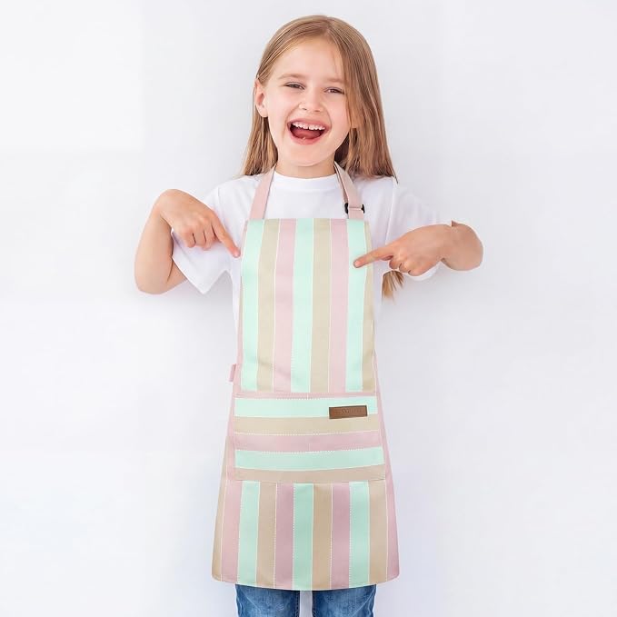 2 Pack Stripes Kids Apron, Kids Cooking Aprons - Image 7