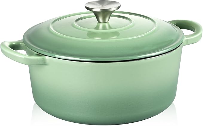 TeamFar Enameled Cast Iron Dutch Oven - 3QT Small Dutch Oven Pot - Heavy Duty by TeamFar