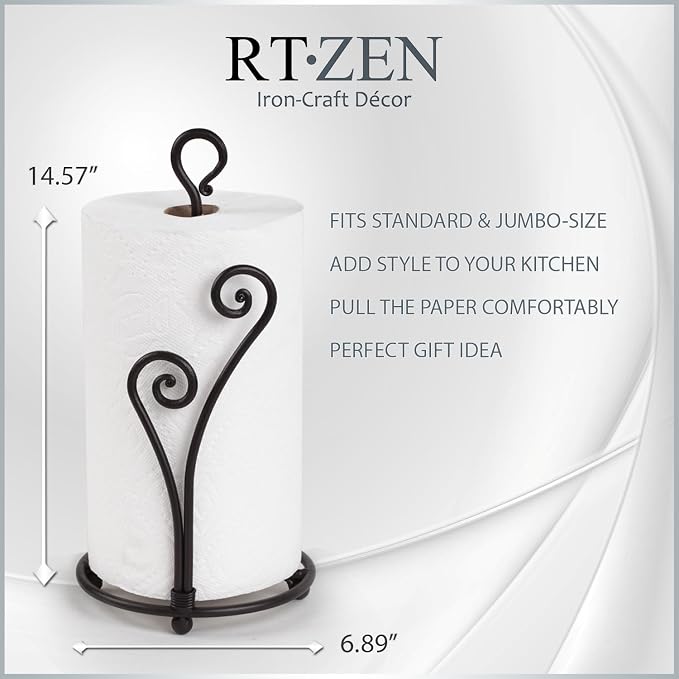 RTZEN Matte Black Paper Towel Holder Countertop - Image 5