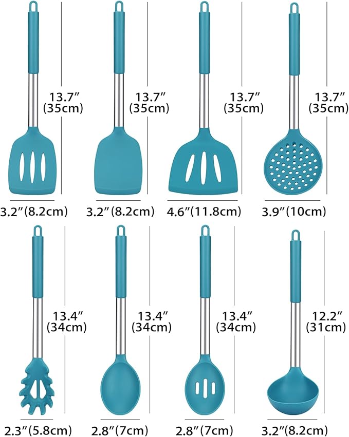 Silicone Cooking Utensil Set, BPA Free Heat Resistant Kitchen Tools - Image 2