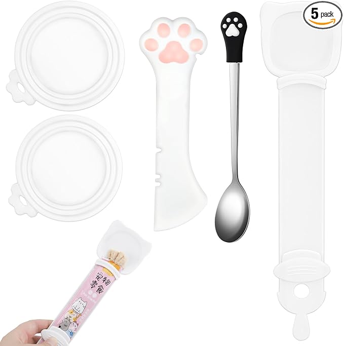 5 PCS Cat Food Can Covers Lids Set, Silicone Pet Food Can Lids by Unknown