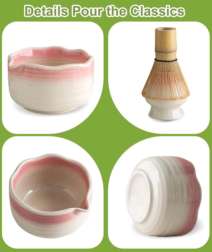 JBER Matcha Whisk Set, Ceramic Matcha Set Includes Bowl & Holder, Bamboo Whisk - Image 6