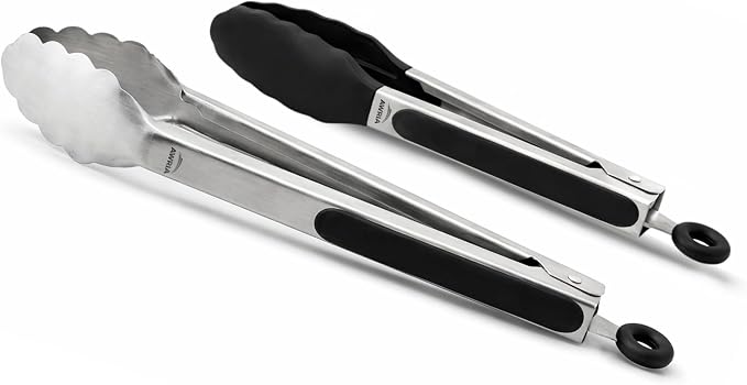 Silicone Tongs for Cooking Heat Resistant Kitchen Tongs Stainless Steel Cooking by Unknown