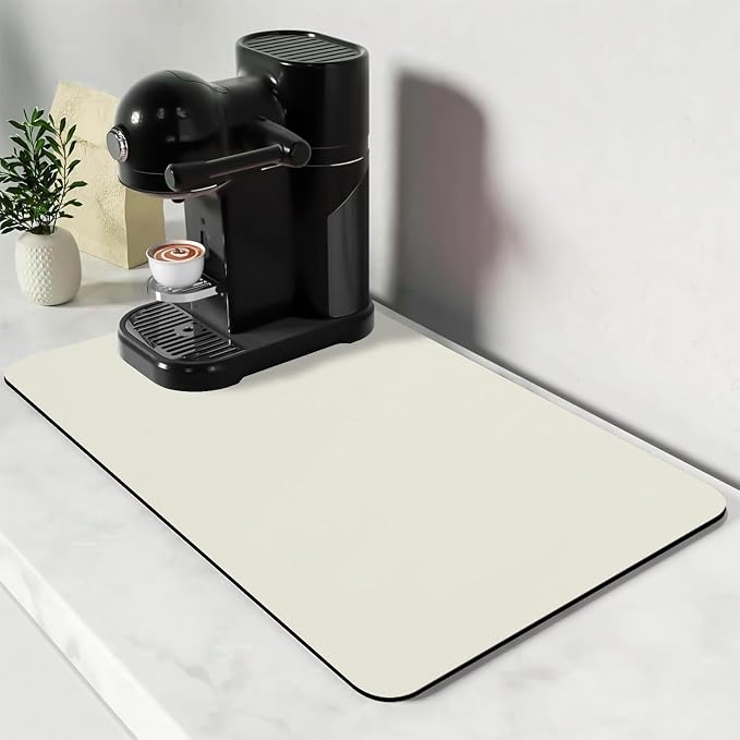 Bloss Coffee Mat / Drying Mat Off White, Absorbent / Hides Stains / Rubber by Bloss