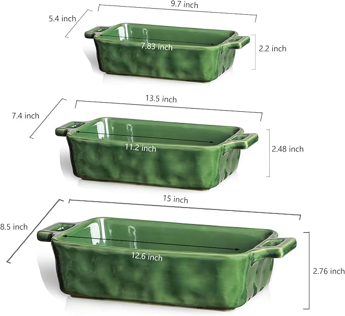 VICRAYS Ceramic Bakeware Set, Porcelain Rectangular Baking Dish, Baking Pan - Image 2