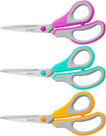 QMVESS 8.5" Scissors All Purpose 3 Pack, Ultra Sharp 2.5mm Thick Blade Scissors by QMVESS
