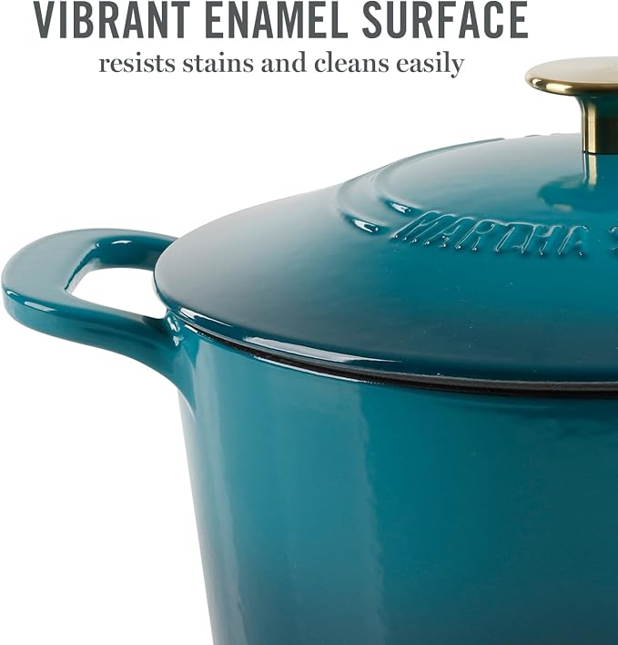 Martha Stewart Gatwick 7-Quart Enamel Cast Iron Dutch Oven – Emerald Ombre - Image 4