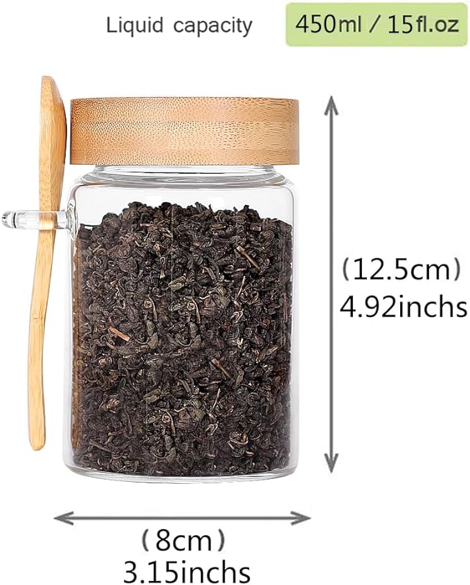 Glass Jar with Screw Lid and Spoon, 6 Pack16 OZ Tea Containers - Image 2