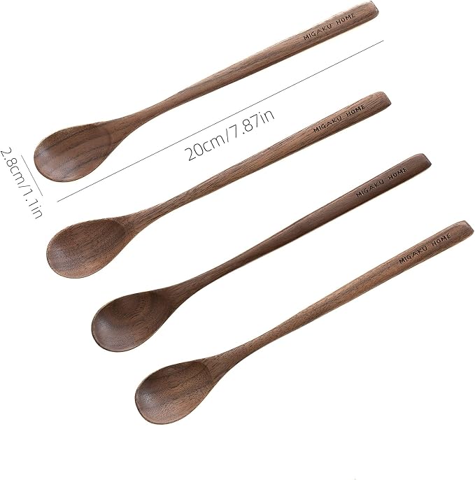 Black Walnut Wood Coffee Spoons, Long Spoon - Image 6