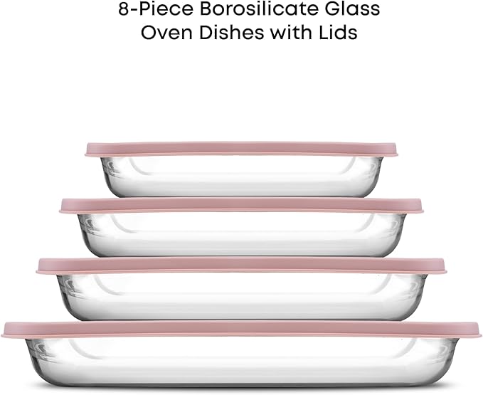 JoyJolt 8-Piece Borosilicate Glass Oven Dishes - Image 2