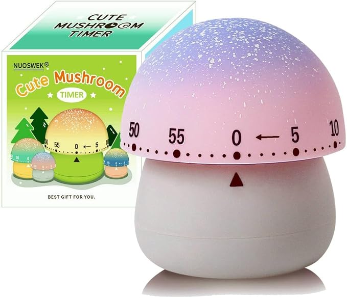 Mechanical Kitchen Timer, Cute Mushroom Timer by NUOSWEK