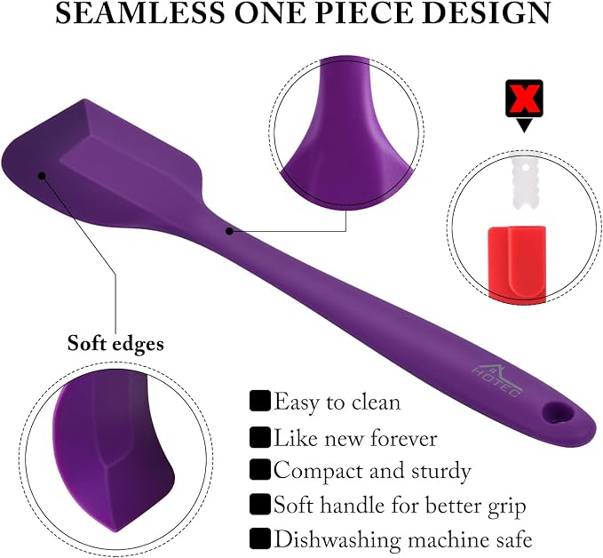 HOTEC 600℉ Heat Resistant BPA-Free Silicone Rubber Spatula Set - Image 5