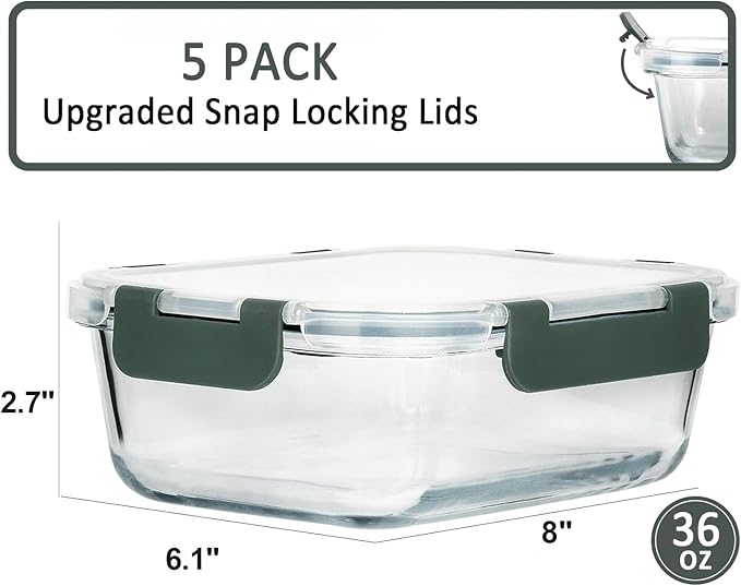 M MCIRCO [5-Packs, 36 Oz Glass Meal Prep Containers - Image 2