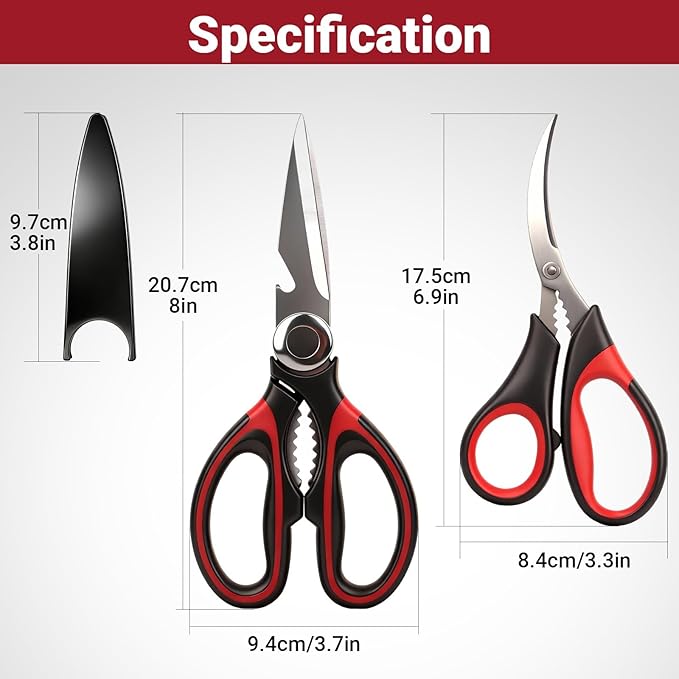Kitchen Shears Set of 2, Heavy Duty Kitchen Scissors Seafood Scissors, - Image 2