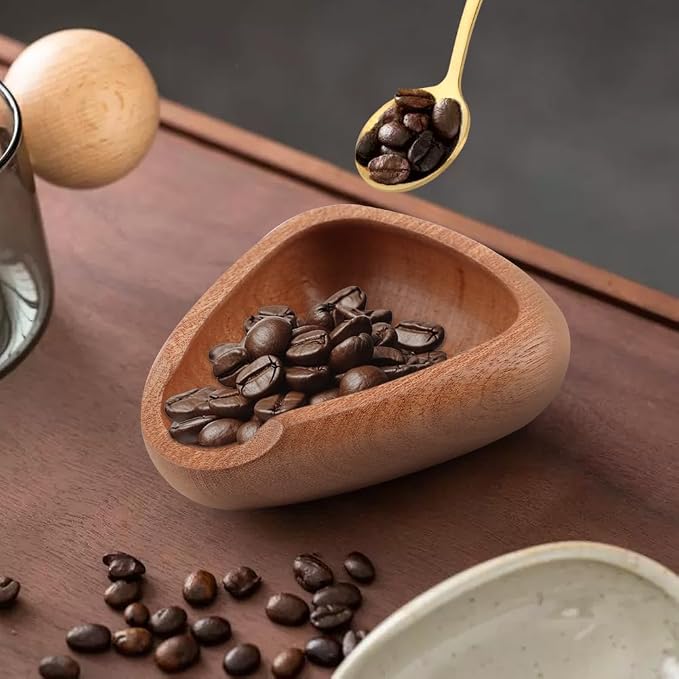 Coffee Bean Dosing Cup, Wood/Ceramic Coffee Dosing Tray Coffees Bean Weighing - Image 3