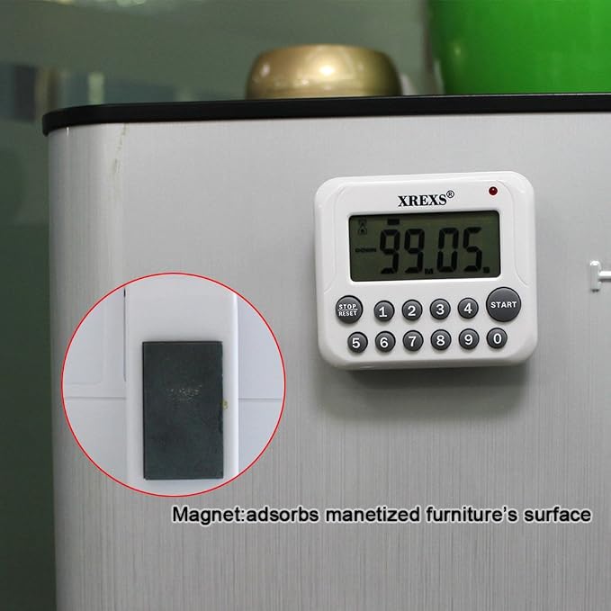 XREXS Digital Kitchen Timer Magnetic Countdown Up Cooking Timer Clock - Image 5