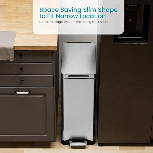 Home Zone Living 12 Gallon Slim Kitchen Trash Can - Image 2