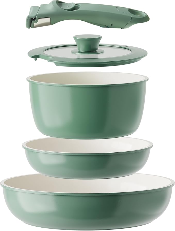 Redchef Ceramic Cookware Set, Removable Handle Pots and Pans Non-Stick by Redchef