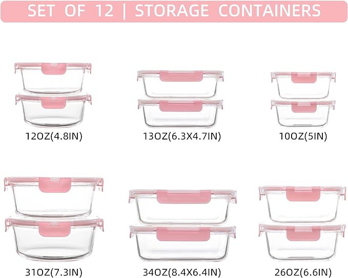 FAWLES 12 Pack Glass Storage Containers - Image 2