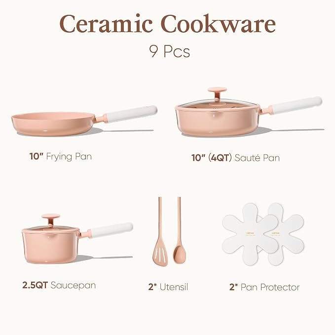 CAROTE Ceramic Cookware Set Nonstick, Non-Toxic & PFAS-Free, Dishwasher - Image 2