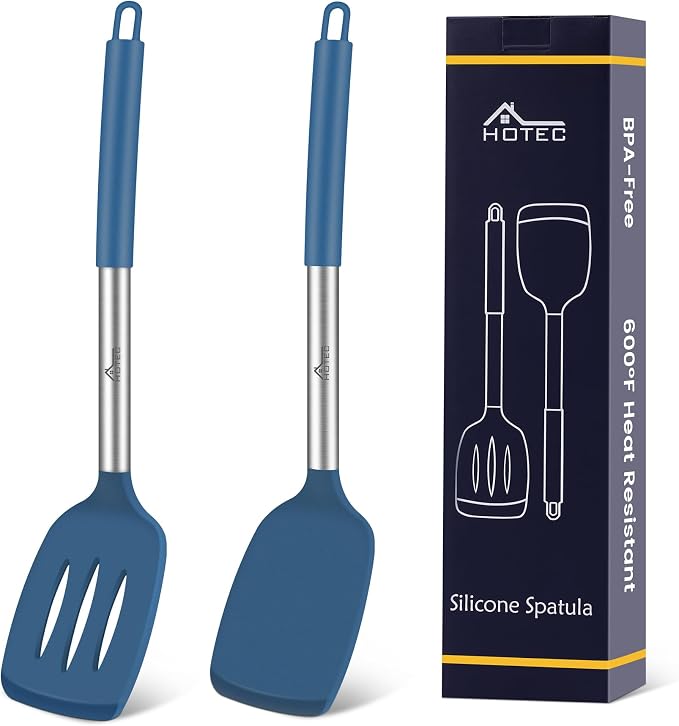 HOTEC Silicone Spatula Set of 2 Heat-Resistant 600°F & BPA-Free Kitchen by Hotec