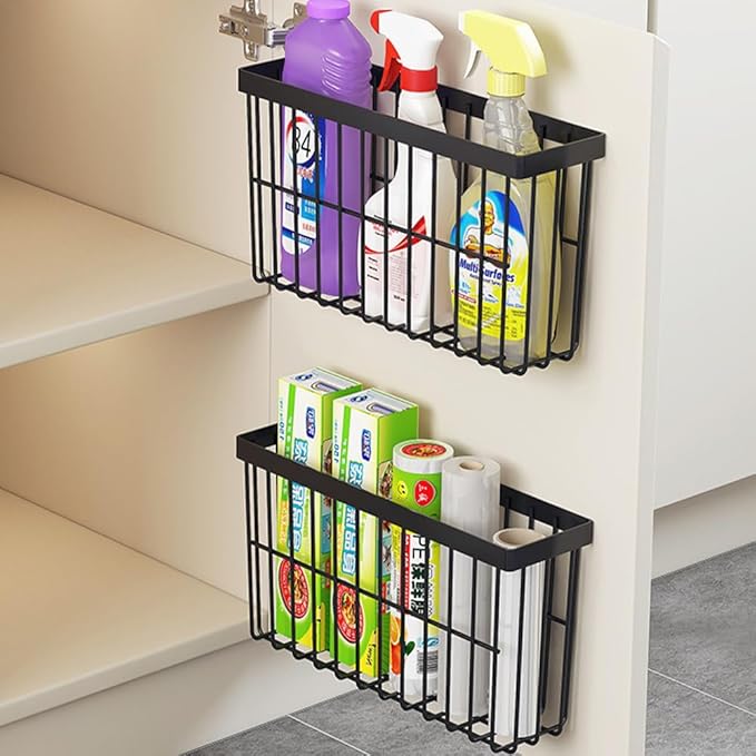 2 Piece Kitchen Cabinet Door Storage Box, Self Adhesive Wall Mounted Storage - Image 2