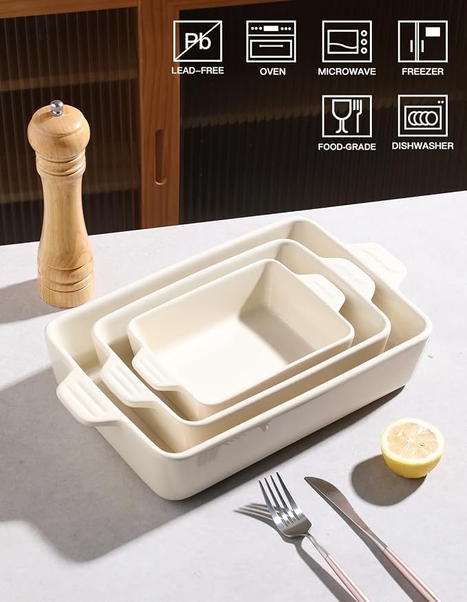 Sweejar Ceramic Bakeware Set, Rectangular Baking Dish - Image 2