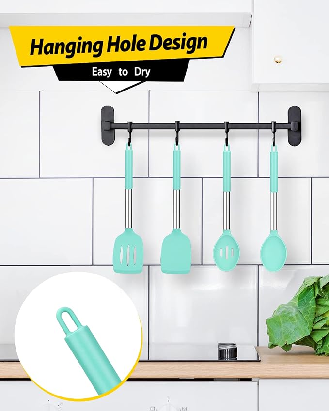 Pack of 4 Silicone Cooking Utensils Set, Non Stick Large Solid Spatulas - Image 6