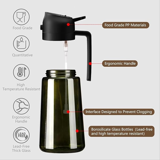 SWEET VIEW - Olive Oil Sprayer for Cooking, 16oz/470ml Glass Light-Proof Oil - Image 5
